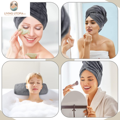 Microfiber Hair Towels anti Frizz Hair Drying Towel Super Absorbent Fast Drying Turbans for Wet Curly Hair Soft Hair Towel Wrap with Elastic Band for All Hair Types 40 X 20 Inches 2Pack Grey