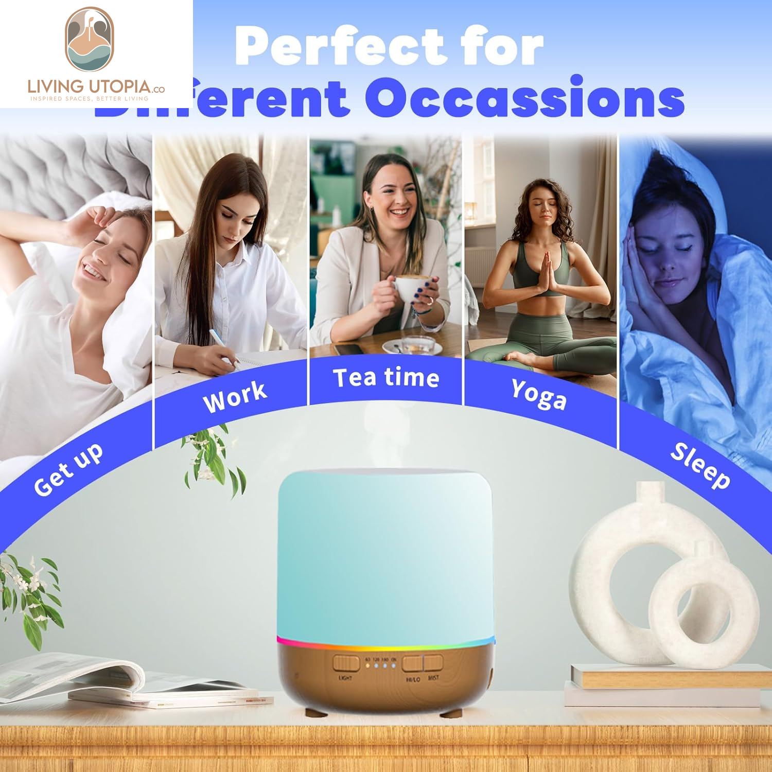 Small Cute Diffusers 200Ml Colorful Essential Oil Diffuser with Adjustable Mist Mode,Auto off Aroma Diffuser for Bedroom/Office/Home (200 ML 1 Pack Yellow)