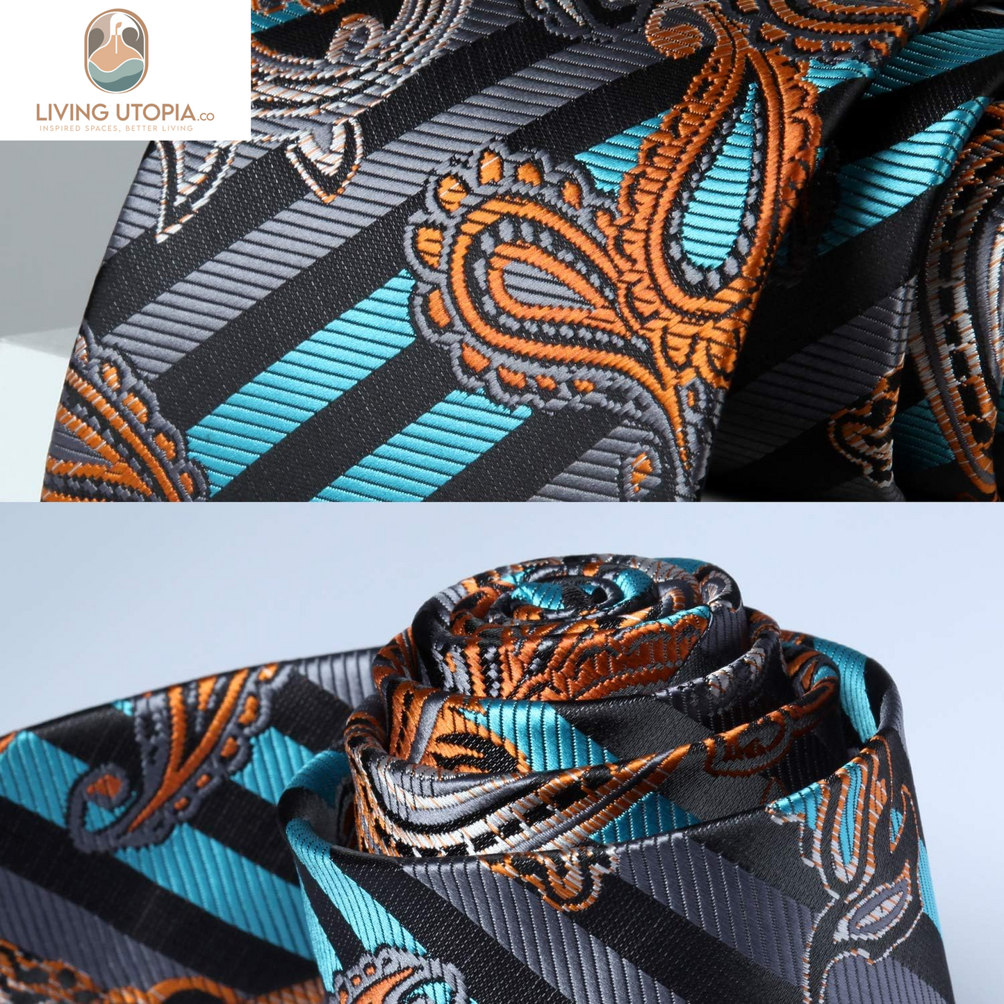 Ties for Men Paisley Tie and Pocket Square Woven Classic Floral Mens Ties Handkerchief Set Wedding Party Necktie