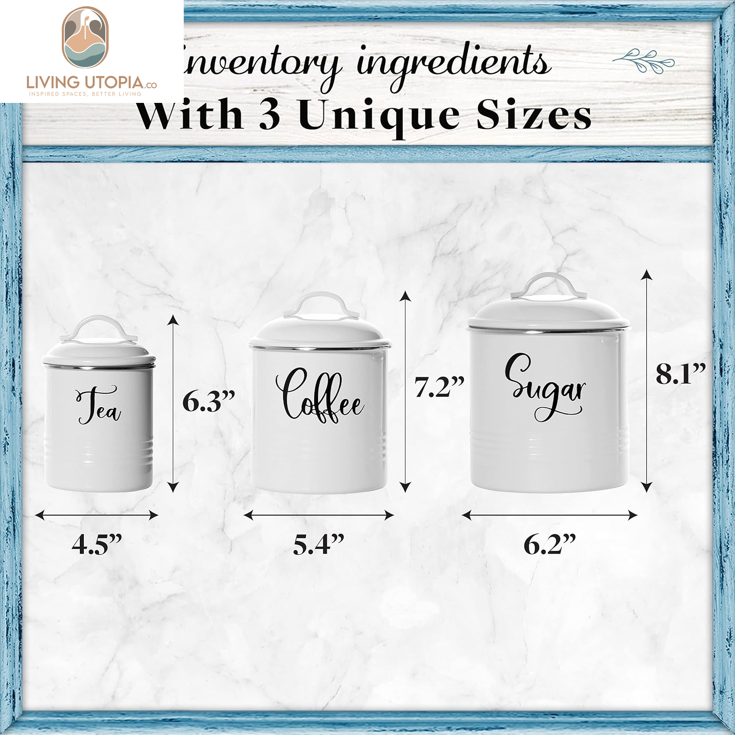 Food Storage Containers Set with Lids, Farmhouse Home Kitchen Decor Rustic Vintage Canisters