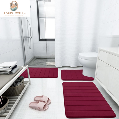 Memory Foam Bath Mat, 24" X 16", Ultra Soft and Non-Slip Bathroom Rugs, Water Absorbent and Machine Washable Bath Rug for Bathroom, Shower, and Tub, Burgundy