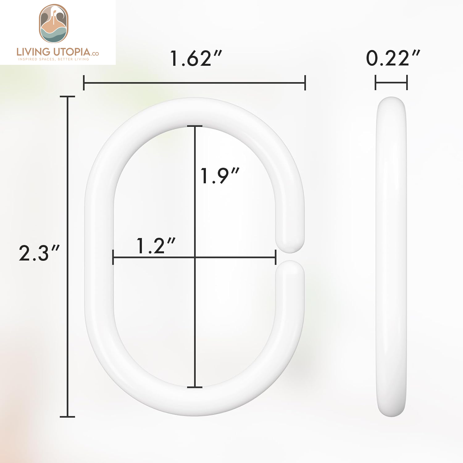 White Shower Curtain Hooks Rings, 24 Pcs Plastic Shower Curtain Rings, Plastic Shower Curtain Hooks for Bathroom Shower Rod, White Shower Hooks Rings Loops for Shower Curtain
