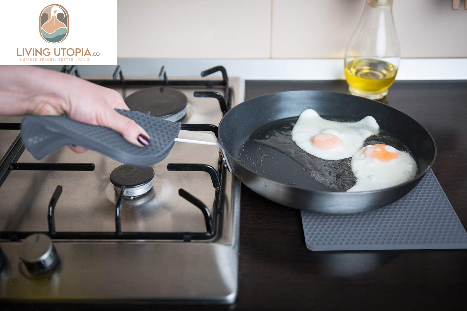 Silicone Trivet for Hot Dishes. Silicone Pot Holders Are Heat Resistant Mats for Countertop up to 440°F, Multipurpose - Non Slip Jar Opener Hot Disher Spoon Rest Food Grade & BPA Free (Gray)