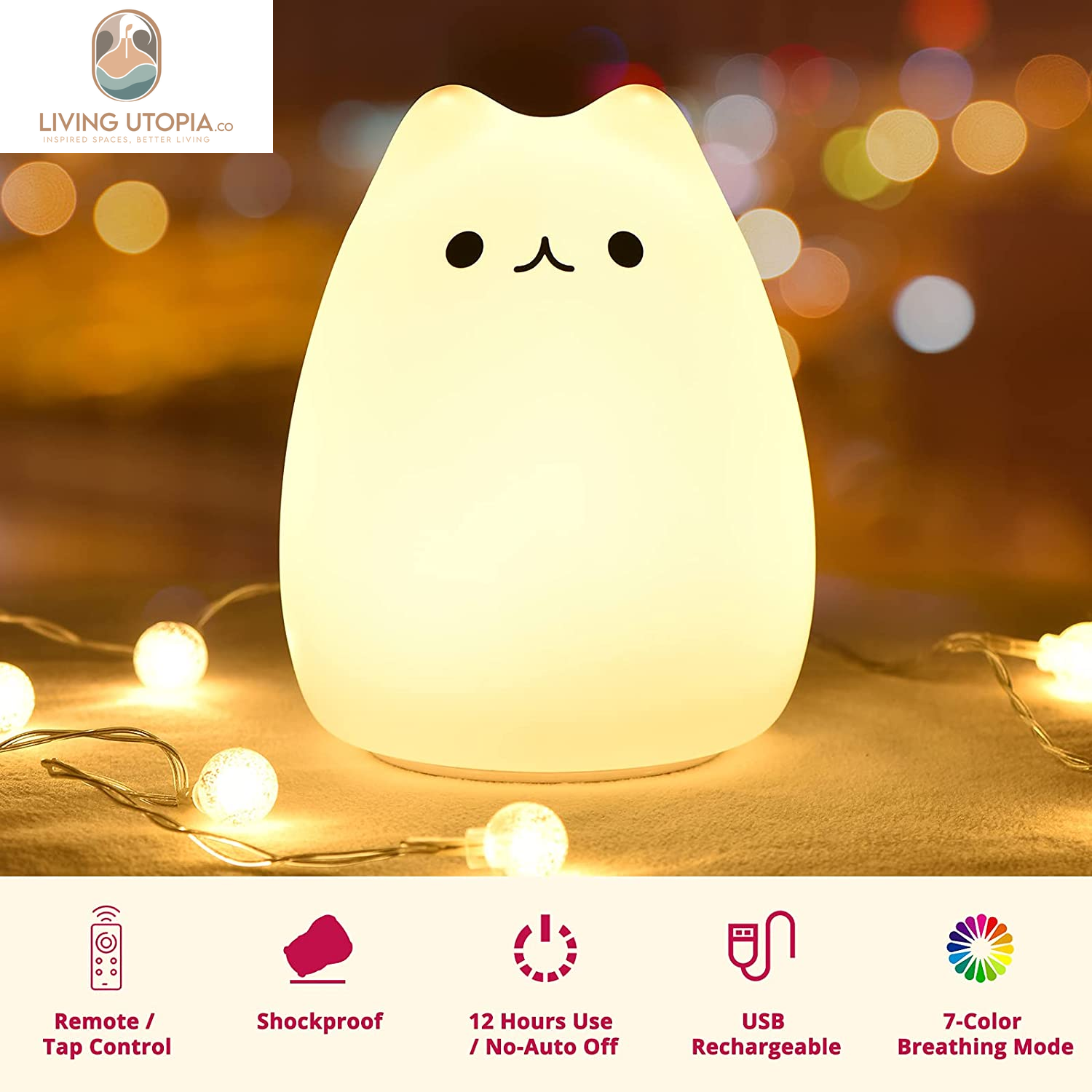 Cat Lamp, Gifts for 3 4 5 Year Old Girls,Graduation Gifts for Teen Girls,Kids Night Light for Bedroom,Kawaii Kitty Baby Nursery Lamp with Remote Control.