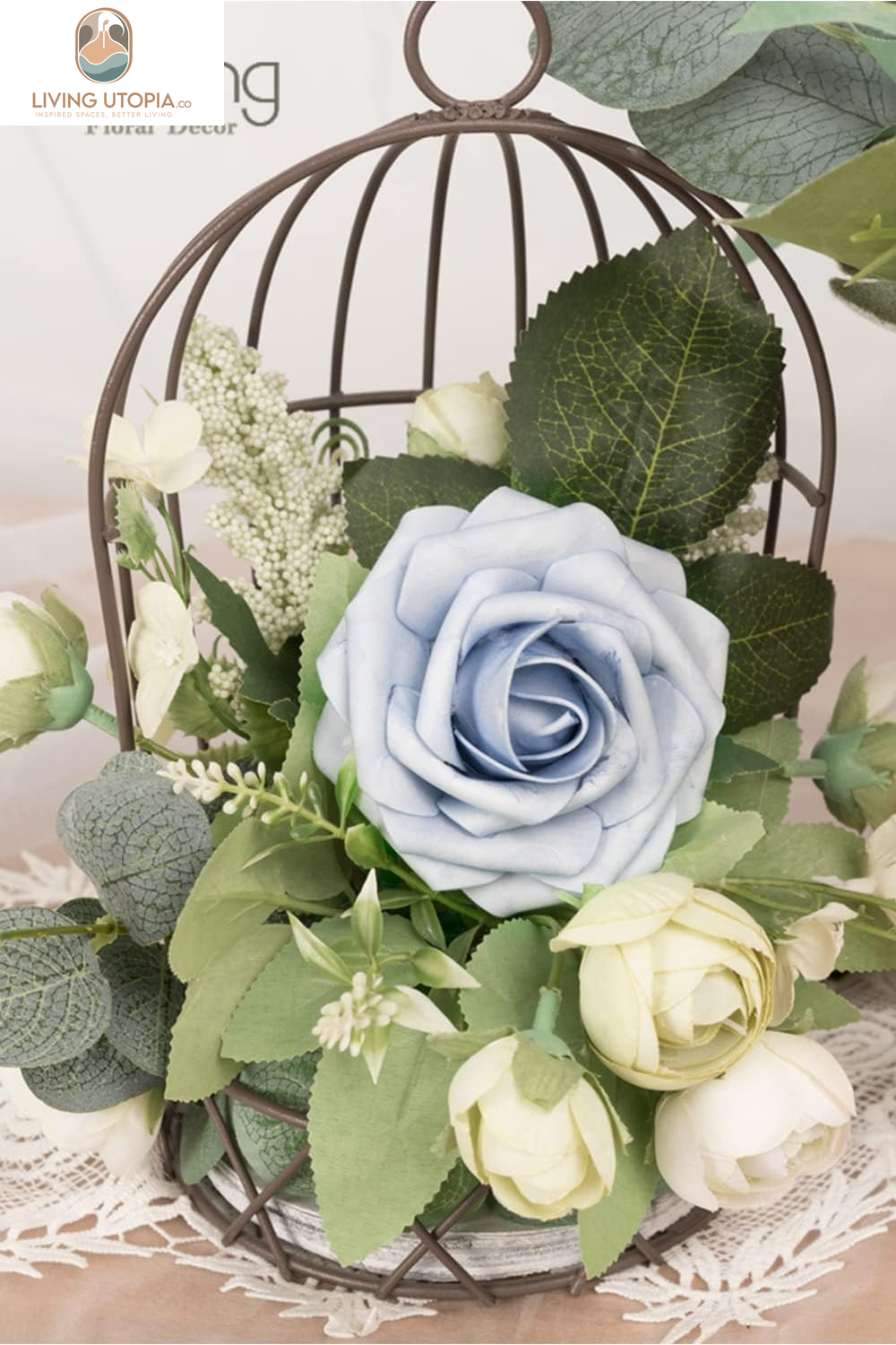 Artificial Rose Flowers 30PCS Fake Flowers with Stem Real Touch Foam Roses for DIY Wedding Bouquet Table Centerpieces Arrangements Party Baby Shower Home Spring Decorations(Dusty Blue)