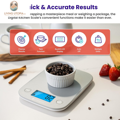 Food Kitchen Scale, Digital Weight Grams and Oz for Cooking, Baking, Meal Prep, and Diet, Medium, Gray