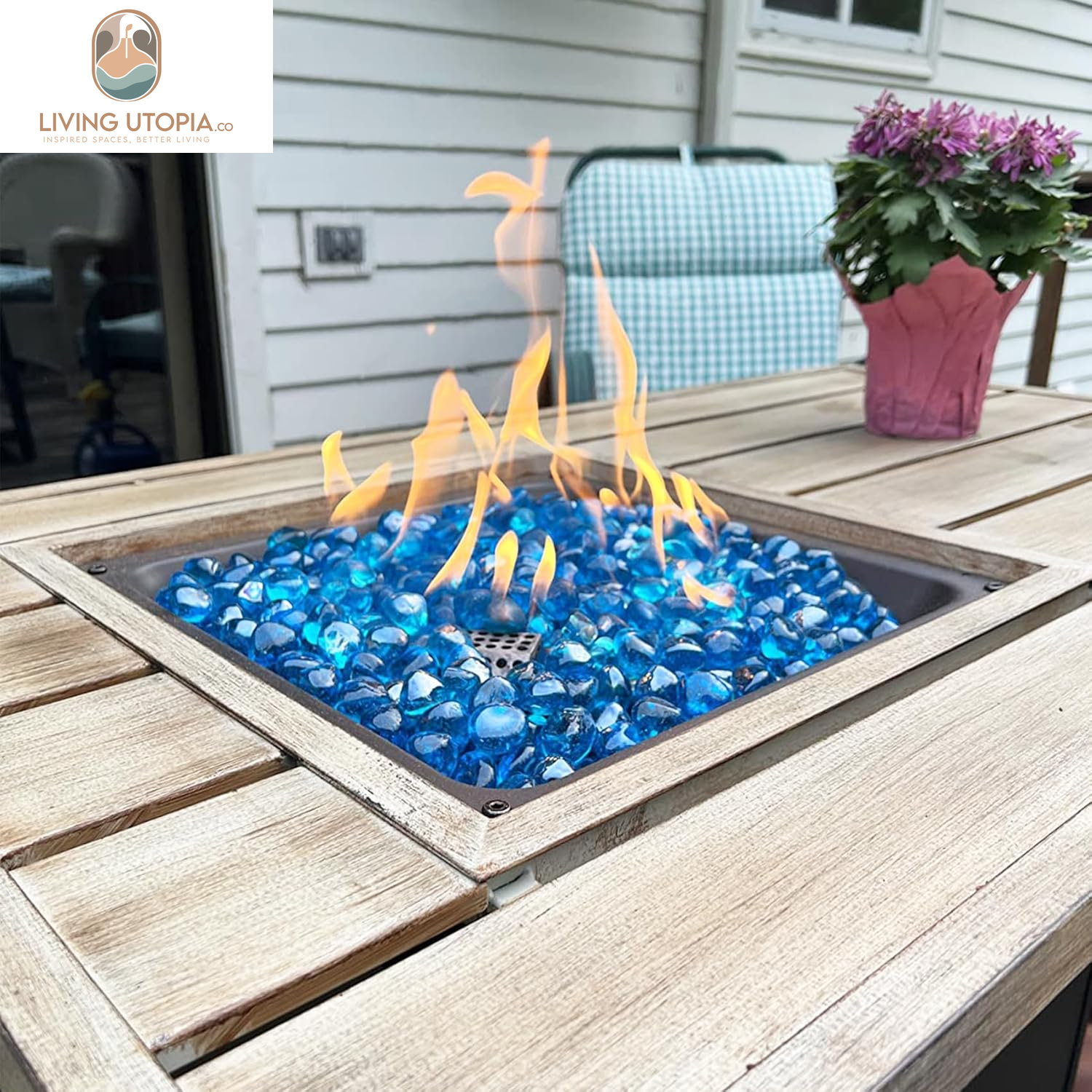 Caribbean Blue Reflective Fire Pit Glass – 10 lb