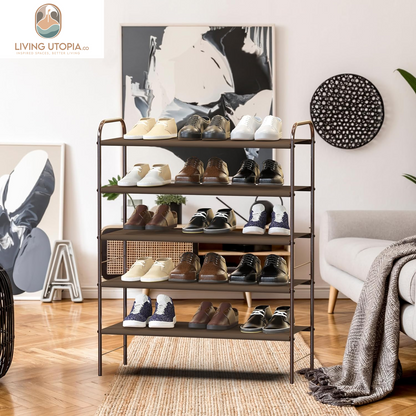 5-Tier Shoe Rack Storage Organizer, Bronze