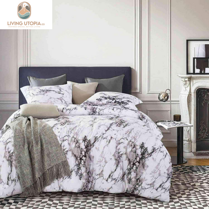 Comforter Set Queen Size, White Black Marble Print 88 X 90 Inch Reversible down Alternative Comforter Microfiber Duvet Sets (1 Comforter + 2 Pillow) Modern Bedding for Women Men,Gray Grey