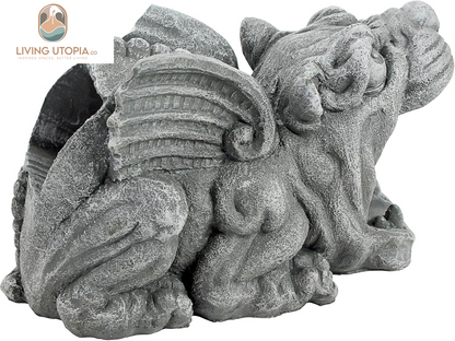 Roland the Gothic Gargoyle Gutter Guardian Rain Downspout Extension Outdoor Statue, 10 Inch Long, Cast Stone Resin, Grey Stone Finish