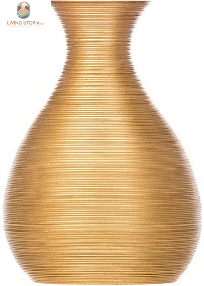 Large Floor Vase – Handmade Flower Holder Made of Wood, Sophisticated Tall Vase for Decorative Branches, Pampas Grass and Dried Flowers, 28 Inches, Gold