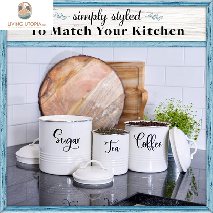 Food Storage Containers Set with Lids, Farmhouse Home Kitchen Decor Rustic Vintage Canisters