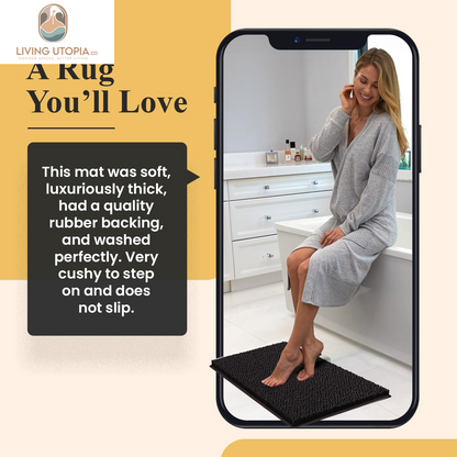 Plush Shaggy Chenille Bath Mat | Extra Soft, Super Absorbent, Non-Slip Bathroom Rug | Fluffy Microfiber, Area Rug Sets for Bathroom Floor, Kitchen, Living Room | 47"X27" | Charcoal Gray