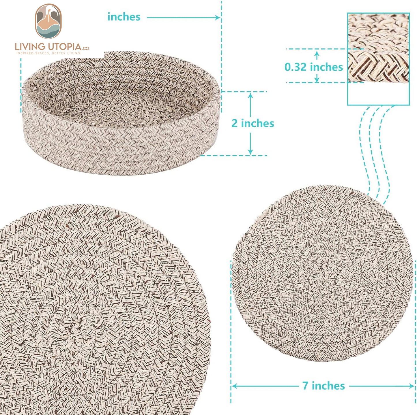 Trivets for Hot Dishes, Trivets for Hot Pots and Pans, Heat Resistant Hot Pads with Storage Basket, Pot Holders for Kitchen, Home Essentials, Farmhouse Decor (Brown 4 PCS)