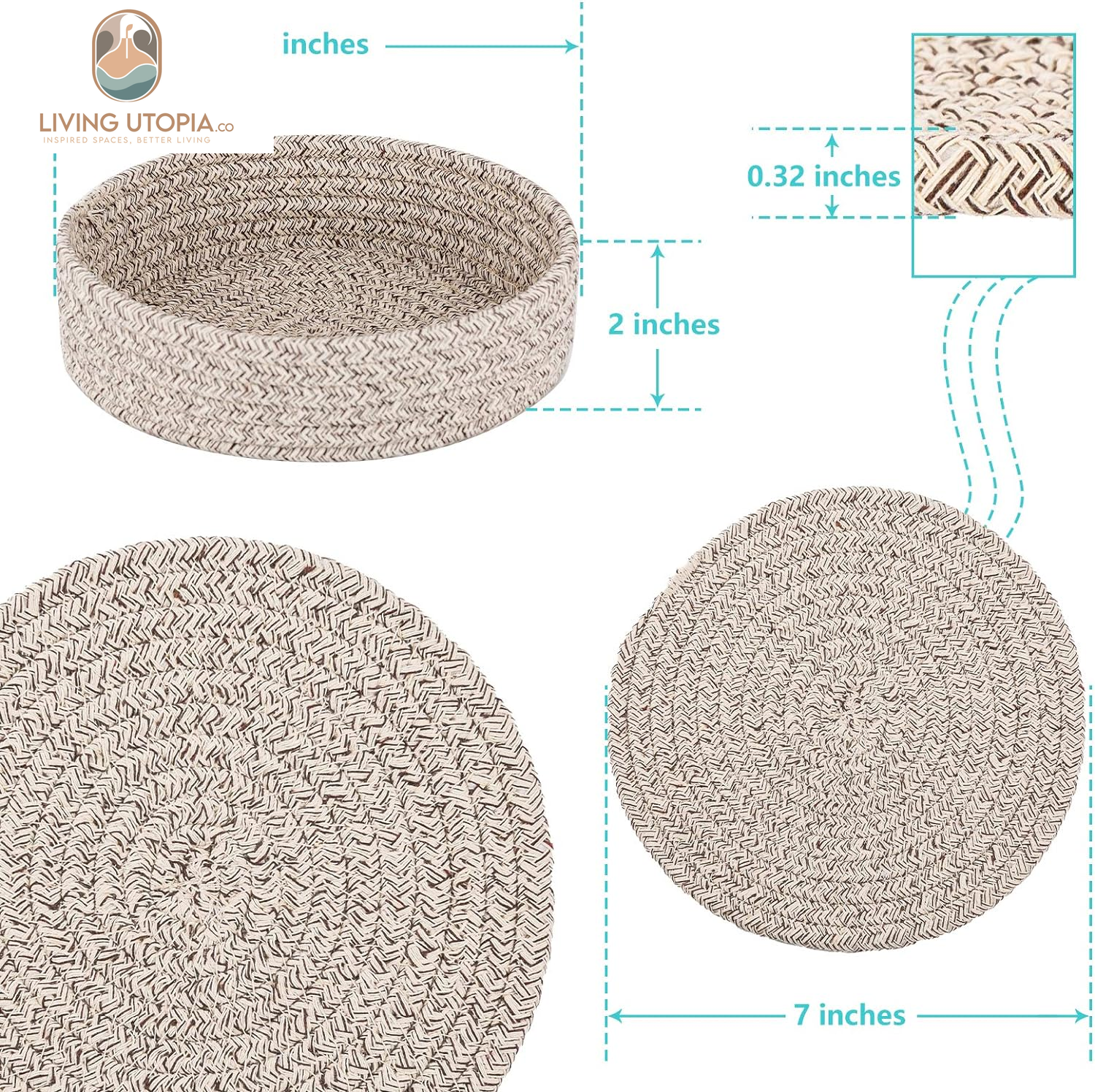 Trivets for Hot Dishes, Trivets for Hot Pots and Pans, Heat Resistant Hot Pads with Storage Basket, Pot Holders for Kitchen, Home Essentials, Farmhouse Decor (Brown 4 PCS)