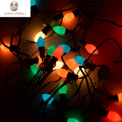 25 Pack C7 Multicolor Christmas Replacement Bulbs, Multicolor Ceramic Light Bulbs for Christmas Outdoor Patio Indoor String Lights, C7/E12 Candelabra Base, 5 Watt- Multicolor