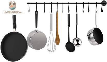 10 Pack Heavy Duty S Hooks Black S Shaped Hooks Hanging Hangers Hooks for Kitchen, Bathroom, Bedroom and Office: Pan, Pot, Coat, Bag, Plants(10 Pack/Black/Small)