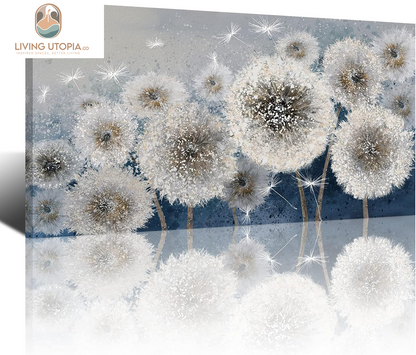 Wall Decor Living Room - Wall-Art for Living Room, Canvas Art/Pictures for Bedroom | Blue Dandelion 24X48 Inches Large Wall Art