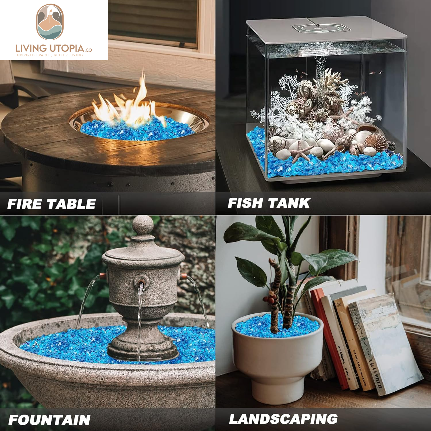 Caribbean Blue Reflective Fire Pit Glass – 10 lb