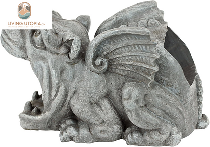 Roland the Gothic Gargoyle Gutter Guardian Rain Downspout Extension Outdoor Statue, 10 Inch Long, Cast Stone Resin, Grey Stone Finish