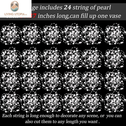 24 Pcs Artificial Pearl String for Floating Candle Faux Pearls Beads String Party Garland Decoration for Vases Filler Wedding Centerpiece Christmas Party Decor(White)