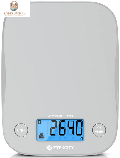 Food Kitchen Scale, Digital Weight Grams and Oz for Cooking, Baking, Meal Prep, and Diet, Medium, Gray