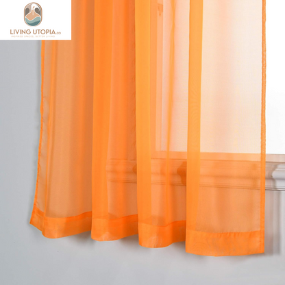2 Panels Solid Color Orange Sheer Curtains Elegant Rod Pocket Window Voile Panels Drapes for Bedroom Living Room (52X63 Inches)