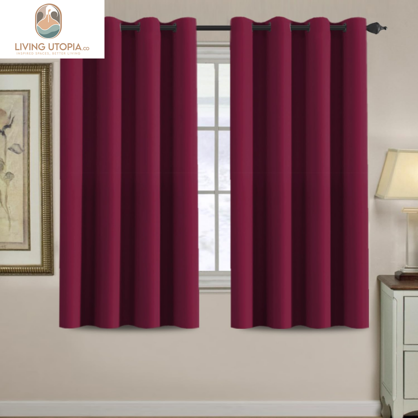 Blackout Curtains for Living Room/Bedroom Ultra Soft and Smooth Thermal Insulated Grommet Red Blackout Curtains for Christmas, 52 by 63 Inch Long - Single Panel