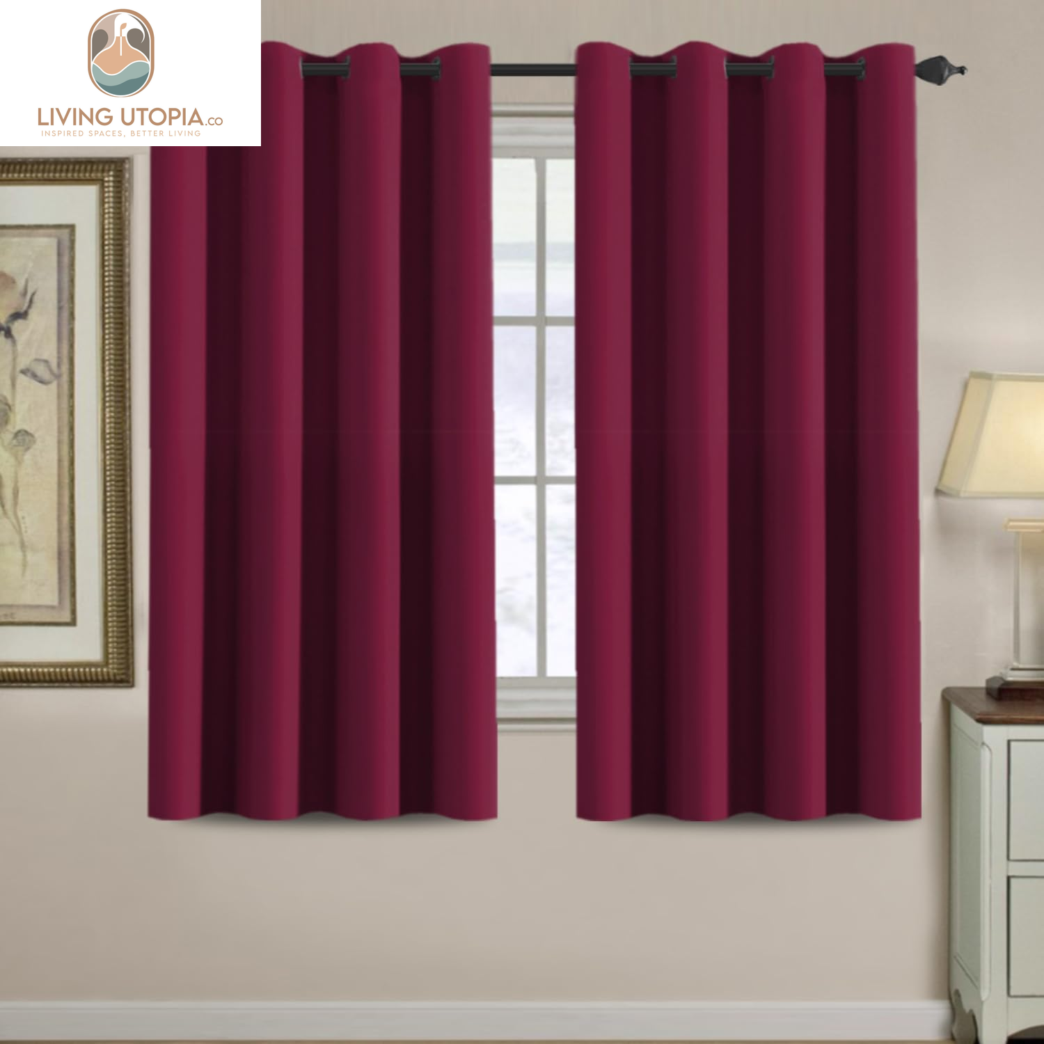 Blackout Curtains for Living Room/Bedroom Ultra Soft and Smooth Thermal Insulated Grommet Red Blackout Curtains for Christmas, 52 by 63 Inch Long - Single Panel