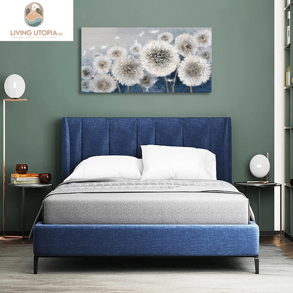 Wall Decor Living Room - Wall-Art for Living Room, Canvas Art/Pictures for Bedroom | Blue Dandelion 24X48 Inches Large Wall Art