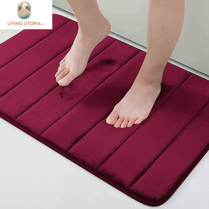 Memory Foam Bath Mat, 24" X 16", Ultra Soft and Non-Slip Bathroom Rugs, Water Absorbent and Machine Washable Bath Rug for Bathroom, Shower, and Tub, Burgundy