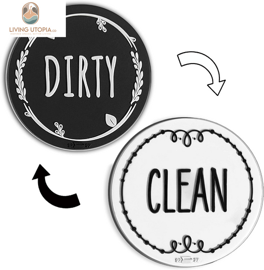 Circle Black & White Silicone Dishwasher Magnet Clean Dirty Sign, Double Sided Dirty Clean Dishwasher Magnet Indicator, Strong Non-Scratching Magnet, Kitchen Safe, Waterproof, and Decorative Design