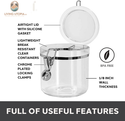 Jumbo Clear Canister with Clamp Lid, 150 Oz - Airtight Food Storage Container, for Kitchen & Pantry Storage of Bulk, Dry Foods Including Pasta, Flour, Sugar, Coffee, Rice, Tea, Spices & Herbs