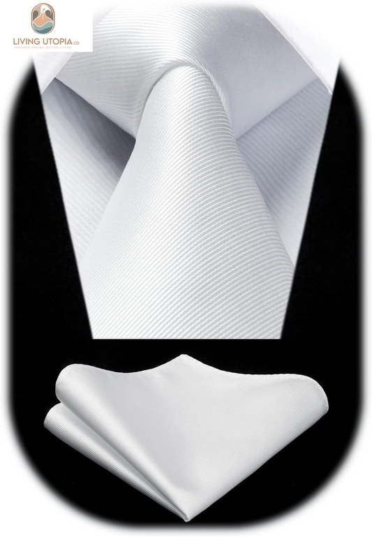 Mens Ties Solid Color Ties for Men Formal Necktie with Pocket Square Set Satin Silk Neck Tie Handkerchiefs Set