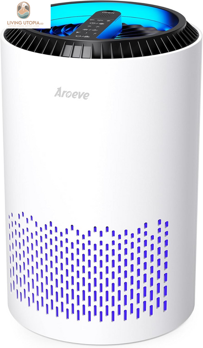 Air Purifiers for Bedroom Home, Air Purifier for Smoke Pollen Dander Hair Smell Air Cleaner with Sleep Mode Speed Control for Bedroom Office, MK01- White(Available for California)