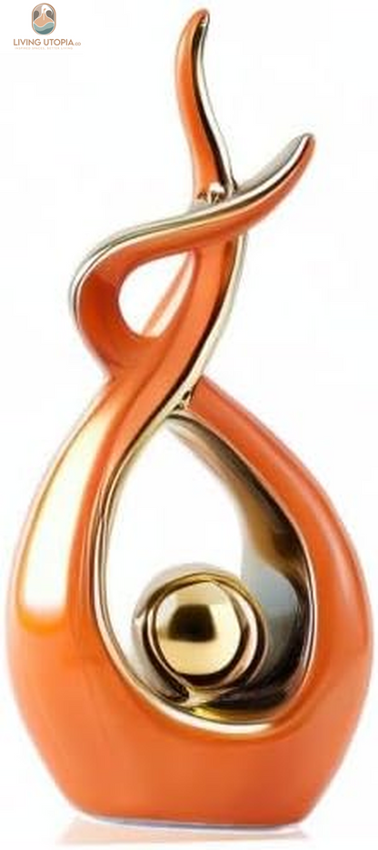 Home Decor Modern Art Ceramic Statue, Orange Coffee Table Decor, Hous Decorations for Living Room Dining Room Table Centerpiece Bookshelf (12.2" H)