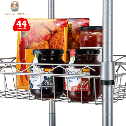 6 Tier Wire Shelving Unit with Baskets Storage Rack Corner Shelves Adjustable Shelf Closet Bathroom Organizers Metal Pantry Kitchen Garage Laundry Room 13.5" D X 13.5" W X 63" H Silver