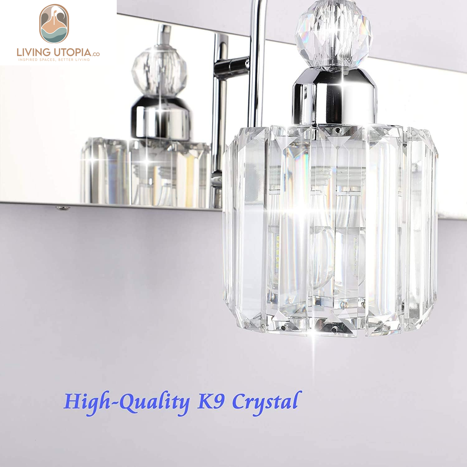 Modern Bathroom Vanity Light 2-Lights Modern Crystal Wall Light Fixtures Modern Crystal Vanity Lighting for Bathroom