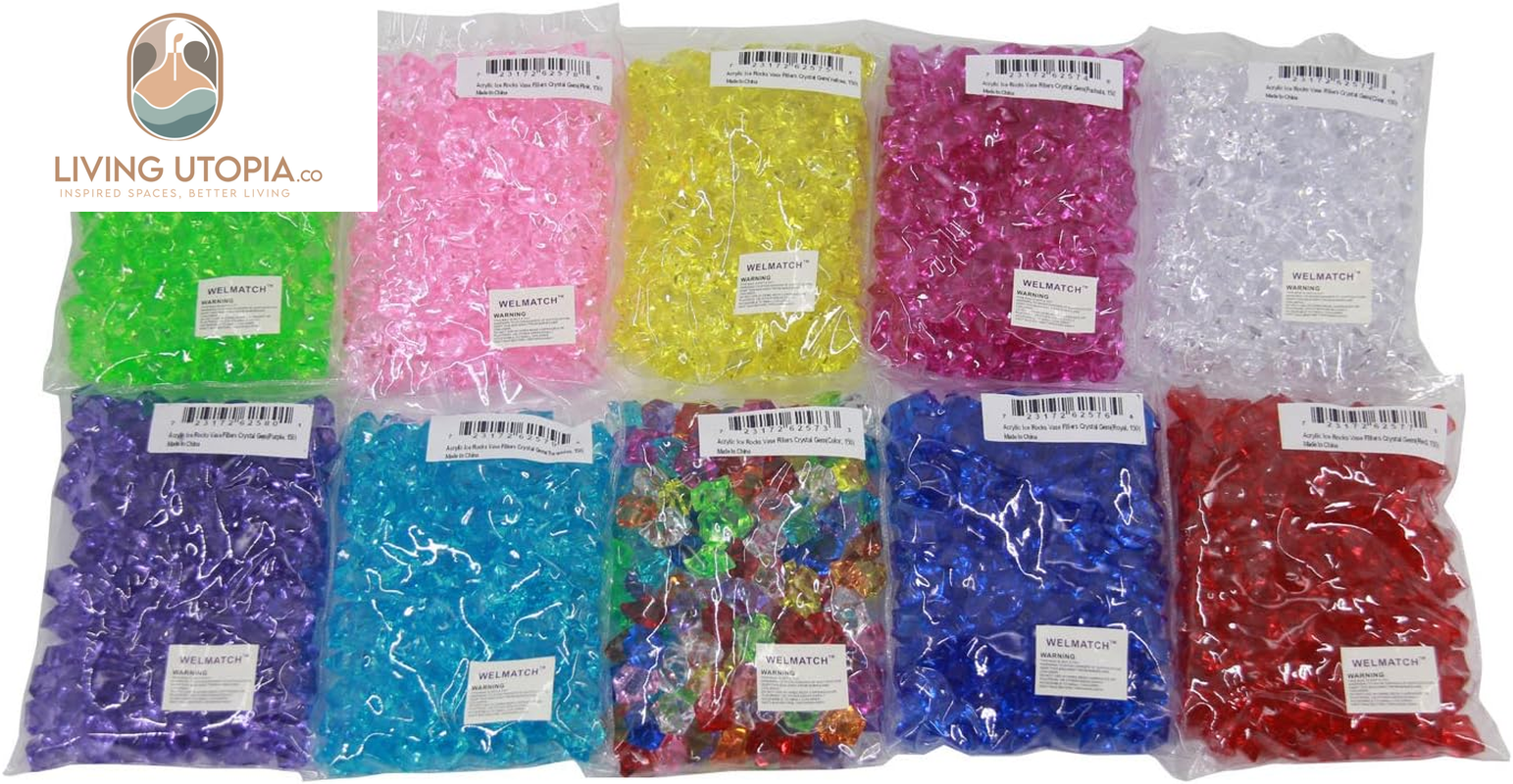 Yellow Acrylic Ice Rock Crystals Treasure Gems for Table Scatters, Vase Fillers, Wedding, Banquet, Party, Event, Birthday Decoration (Yellow, 150)