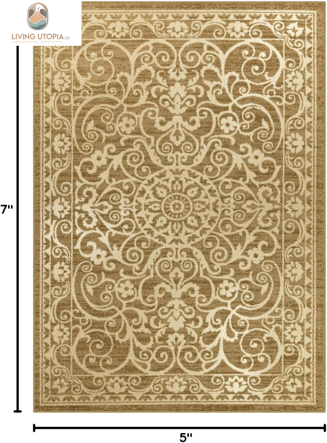 Area Rug - Pelham 5 X 7 Large Area Rugs [Made in USA] for Living Room, Bedroom, and Dining Room, Khaki
