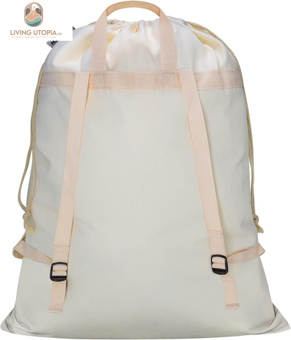Laundry Bag Backpack with Shoulder Straps and Handle, Extra Large Heavy Duty Laundry Bag, Canvas Backpack for College, Travel, Camp (Beige)