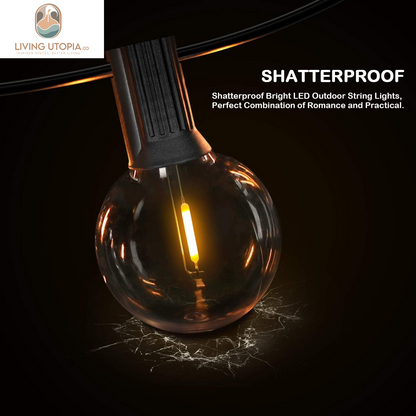 50FT LED G40 Globe String Lights, Shatterproof Outdoor Patio String Lights with 50+2 Dimmable Edison Bulbs, 50 Backyard Hanging Bistro Light Waterproof for Balcony Party Wedding Market Cafe