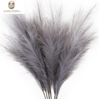 7-Pcs 38"/3.1FT Faux Pampas Grass Large Tall Fluffy Artificial Fake Flower Boho Decor Bulrush Reed Grass for Vase Filler Farmhouse Home Wedding Decor (Grey)