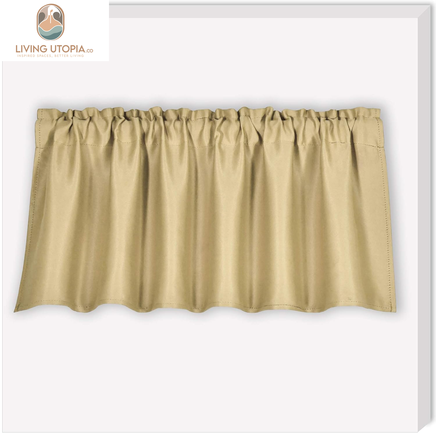 Energy Efficient Rod Pocket Curtains Valance for Windows Room Darkening Privacy Protection Valance 18 Inch Length for Bedroom Kitchen,Each Is 52X18 Inch,Biscotti Beige,Single Panel