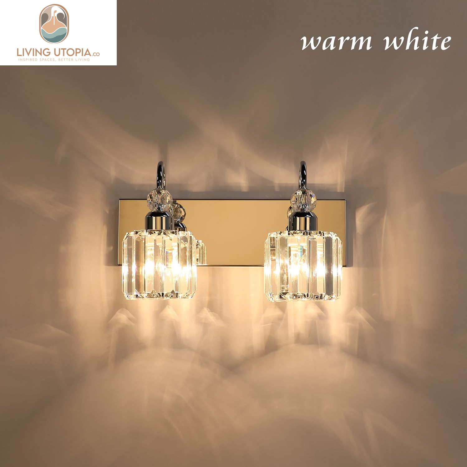 Modern Bathroom Vanity Light 2-Lights Modern Crystal Wall Light Fixtures Modern Crystal Vanity Lighting for Bathroom